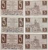 Alliierte Besatzung,Französische Besatzungszone 3 x 5 Pfennig - Serie A, B + D Württemberg-Hohenzollern - 3 Scheine -