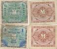 Deutschland III. Reich , Alliierte Militärbehörde 1/2, 1 Mark, 2 Scheine KN 9stellig, US-Druck -