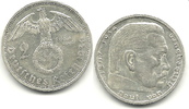 Deutschland 2 Reichsmark Hindenburg Prägeanstalt G -