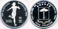 Guinea 7000 Francos Olympiade Barcelona 1992 " Katrin Krabbe " in Hartplastikkapsel -