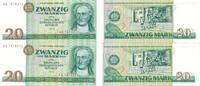 Deutschland BRD DDR 20 Mark Serie AB, 2 folgende Serien Nr., 2 Stück -