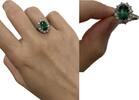 Goldschmuck Damenring, 333er Gold, 8 Kt, Ring mit grünem Stein, weissgold -
