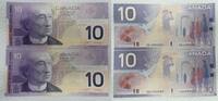 Kanada 2x 10 $ Dollars 2 folgende Serein Nummern, KN: FEL5009291-92 -