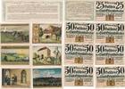 Orlamünde i. Thüringen Gutscheine der Stadt 6 x 50 Pfennig u. 1 x 25 Pfennig zum Aufklappen m.Legende -