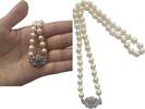 Perlenschmuck Goldschmuck 18K, 750 er Weissgold Verschluss mit Rubin Akoya Perlencollier Perle Perlenkette -