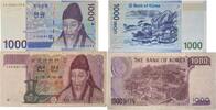 Südkorea 2 verschiedene 1000 Won Banknoten 2 Stück Lot, Bank of KOREA -