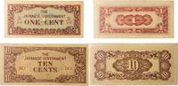 Myanmar 1 Cent, 10 Cents Banknoten 2 Stück Lot, Japanese Occupation -