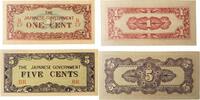 Myanmar 1 Cent, 5 Cents Banknoten 2 Stück Lot, Japanese Occupation -