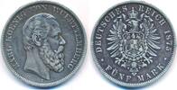 Deutschland Deutsches Reich 5 Mark Kaiserreich, Württemberg, Karl 1864-1891. -
