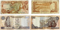 Zypern, Cyprus 50 Cent, 1 Lira Banknoten 2 Stück Lot, Kuzey Kıbrıs Türk Cumhuriyeti -
