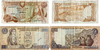 Zypern, Cyprus 50 Cent, 1 Lira Banknoten 2 Stück Lot, Kuzey Kıbrıs Türk Cumhuriyeti -