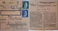 Drittes Reich Deutschland Paketkarte, 2. Weltkrieg, Propaganda München Hauptstadt der Bewegung, Beshceinigung des Empfängers -