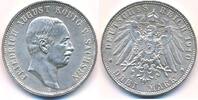 Kaiserreich Deutschland 3 Mark Sachsen, Friedrich August III. 1904 - 1918 -