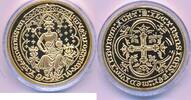 Großbritannien Medaille Doppel Leopard England 1344 Neuprägung , vergoldet -