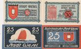 Wesel Notgeldscheine der Stadt 25 und 50 Pfennig 1920/21 -