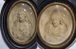Antikes Meerschaum Relief-Bild, geschnitzt. Jesus, Sakrales Bild, Gerahmt mit gewölbtem Glas -