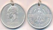 Deutsches Reich Deutschland, Weimarer Republik 3 Mark Goethe, als Anhänger umgearbeitet -