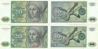 Deutschland BRD 2x 20 Deutsche Mark Bundesbanknote J/S, 2 fortlaufende Seriennummer -