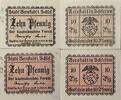 Deutschland, Deutsches Reich 2 x 10 Pfennig 2 x Notgeldschein, Stadt Bernstadt, Schlesien -