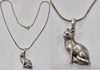 Silberschmuck 925er Silber vintage Schlangenkette Anhänger Katze 925er Silber Kette Collier -