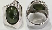 Silberschmuck 925er Silber rhodiniert breiter Nephrit Ring 925er Silberring -