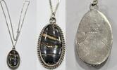 Mexico Silberschmuck 925er Silber vintage Großer Tigereisen Anhänger Sterling gefasst in 925 Silber Tigerauge -