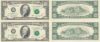 USA - Vereinigte Staaten v. Amerika 2* $ 10 Dollars Banknote Atlanta, zwei folgende Serien Nummer -