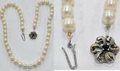 Perlenschmuck Goldschmuck Perlenkette Akoya Perlen 333 8 Karat Gold Perlencollier mit Saphir -