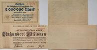 Deutschland Deutsches Reich 2, 100 Millionen Mark Großnotgeld, Reichsbahndirektion Altona, Hamburg, 2 Stück lot, Wz. Hakenmäander -