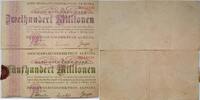 Deutschland Deutsches Reich 200, 500 Millionen Mark Großnotgeld, Reichsbahndirektion Altona, Hamburg, 2 Stück lot -