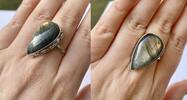 Tropfenförmiger Silberring mit Lapradorit Stein Silberring Silberschmuck -