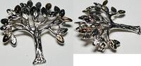 Silberschmuck 835er Silber Baumblätter in Gold und Bronze Farbenem, Silberne Baum Brosche -