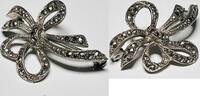 Silberschmuck 925er Silber Scleifenförmiger, mit Steinen besetzer Silberbrosche -