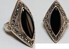 Silberschmuck 925er Silber Markasit Schwarzer Onyx Silberring -