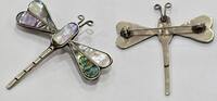 Schmuck vintage Libelle Perlmutt Alpacca -
