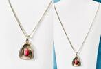 Silberschmuck 835er Silber Sterling Silber Halskette mit Koralle Anhänger, Silberhalskette -