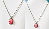 Silberschmuck 925er Silber Silber Set,Halskette mit Rosa Farbigen Anhänger, Halskette und Silberring -