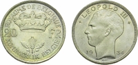 Belgien 20 Francs Belgien, Albert I. 20 Francs 1934