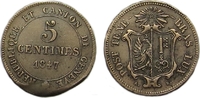 Schweiz 5 Centimes Schweiz, Genf 5 Centimes 1847 / Schrötlingsfehler