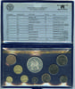 Frankreich Kursmünzensatz 9 Werte, 1 Centime - 50 Francs / Original Verpackung mit Karton