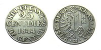 Schweiz 25 Centimes Schweiz, Genf 25 Centimes 1844