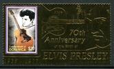 Briefmarken Dominica Elvis Presley Musik Sänger Music Singer Gold 3670 Postfrisch MNH -