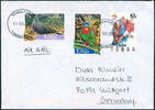 Briefmarken Tonga 2004 Dauer Michel 1687 1691 Aufdrucke Brief Luftpost Deutschland/ 678 -