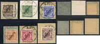 Briefmarken Samoa Michel 1-6 incl 3c + 5b ° Apia Briefstücke €440 HW Geprüft BPP / 2 -