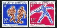 Briefmarken Französisch-Polynesien 1963 Sportspiele Sport Fußball Speerwurf Soccer 28-29 MNH -
