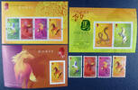 Briefmarken Hongkong 2002 Jahr des Pferdes Year of the Horse 1010-13 Block 96-97 + 99 MNH -