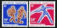 Briefmarken Französisch-Polynesien 1963 Sportspiele Sport Fußball Speerwurf Soccer 28-29 MNH -