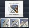 Briefmarken Space Raumfahrt Yemen Jemen Kennedy 332-4 B + Block 21 Imperf MNH RAR / 14 -