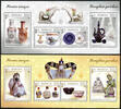 Briefmarken Mongolei 2023 Porzellan Porcelain Figuren Schalen Dschingis Khan Blocks MNH -