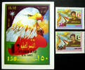 Briefmarken Irak Iraq 2002 Tag des Sieges Falke Adler Raketen Flaggen 1697-1698 + Block 105 -